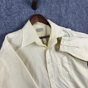 Vintage LL Bean Button Up Shirt Mens 17 1/2-33 Long Sleeve Yellow Dress Casual